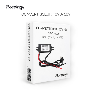 Convertisseur 10V-50V vers USB-C 5V coudé Beepings