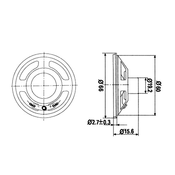 HAUT-PARLEUR MINIATURE - 2W / 8 ohm - Ø 66mm