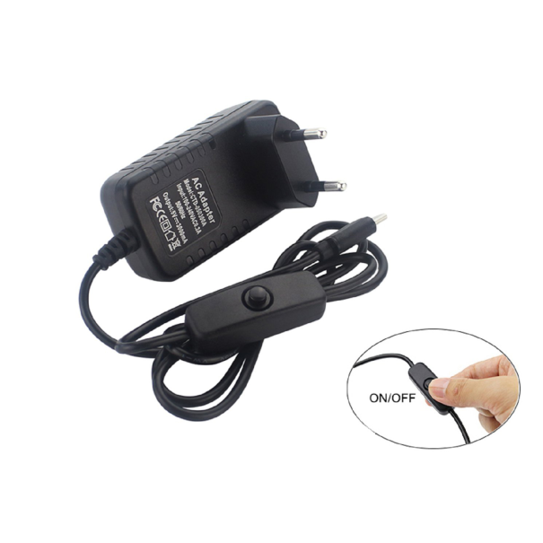 ALIMENTATION USB TYPE C - 3A - AVEC SWITCH  POUR RASPBERRY PI4