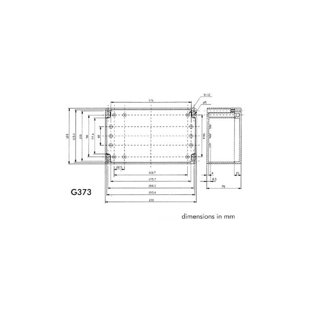 COFFRET ETANCHE EN ABS - GRIS FONCE 200 x 120 x 75mm
