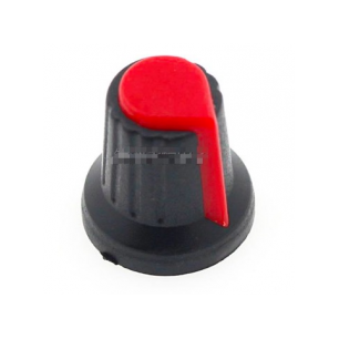 BOUTON POUR POTENTIOMETRE ROUGE - POUR AXE CRANTE - DIAM 15MM X 17MM