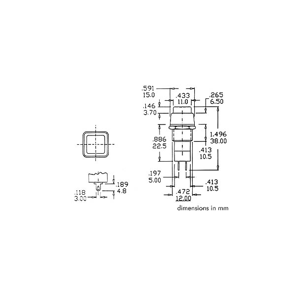 R18-23B BOUTON-POUSSOIR OFF-ON NOIR 3A/125V