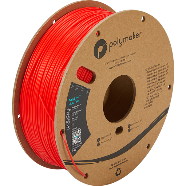 Filament PLA PRO 1.75 mm - Red (Rouge) - 1 kg - PolyLite - Polymaker Filament PLA PRO 1.75 mm - Red (Rouge) - 1 kg - PolyLite - Polymaker