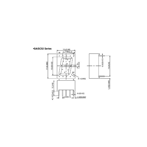 AFFICHEUR 7 SEGMENTS 13mm ANODE COMMUNE - SUPER ROUGE