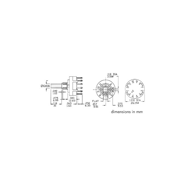 COMMUTATEUR ROTATIF 2 CIRCUITS / 6 POSITIONS - MONTAGE CI