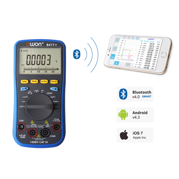 Multimètre numérique OWON B41T+ à 4 chiffres et demi avec Bluetooth