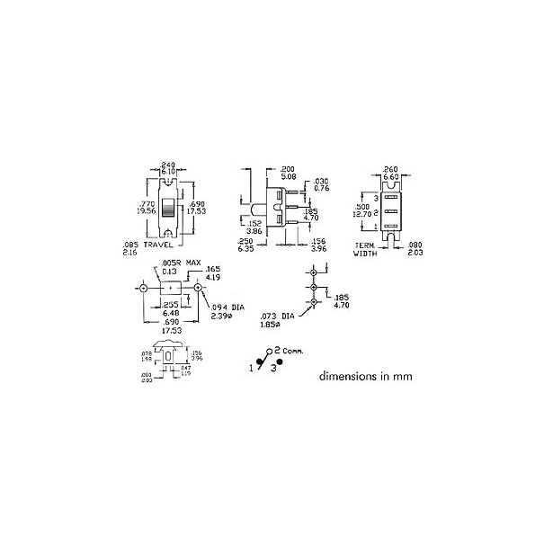 INTERRUPTEUR A GLISSIERE 1P ON-ON INTERRUPTEUR A GLISSIERE 1P ON-ON