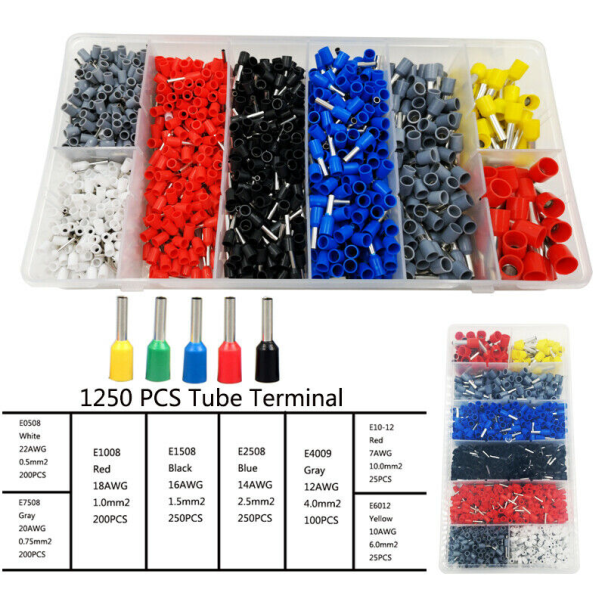 KIT ASSORTIMENT DE 1250 EMBOUTS ISOLES A SERTIR POUR CABLE SOUPLE