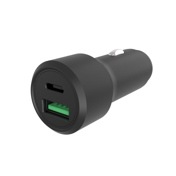 Chargeur USB pour voiture - boîtier en aluminium - 2 sorties - USB-A & USB-C - 38W