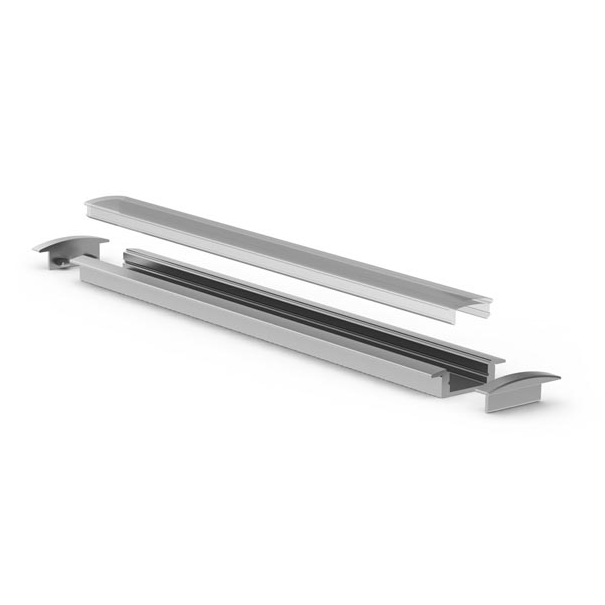 PROFILÉ EN ALUMINIUM POUR RUBAN LED - À ENCASTRER avec lèvres  ARGENT - 2 m PROFILÉ EN ALUMINIUM POUR RUBAN LED - À ENCASTRER avec lèvres  ARGENT - 2 m