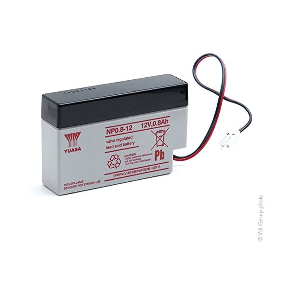 BATTERIE 12V 0.8AH - dimensions 96X25X61.5mm - avec fils et connecteur - YUASA BATTERIE 12V 0.8AH - dimensions 96X25X61.5mm - avec fils et connecteur - YUASA
