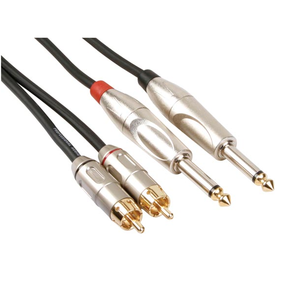 CÂBLE PROFESSIONNEL AUDIO, 2 x RCA MALE VERS 2 x JACK MONO 6.35mm (5m)