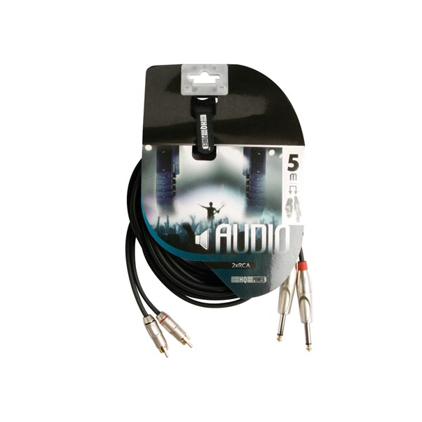 CÂBLE PROFESSIONNEL AUDIO, 2 x RCA MALE VERS 2 x JACK MONO 6.35mm (5m)