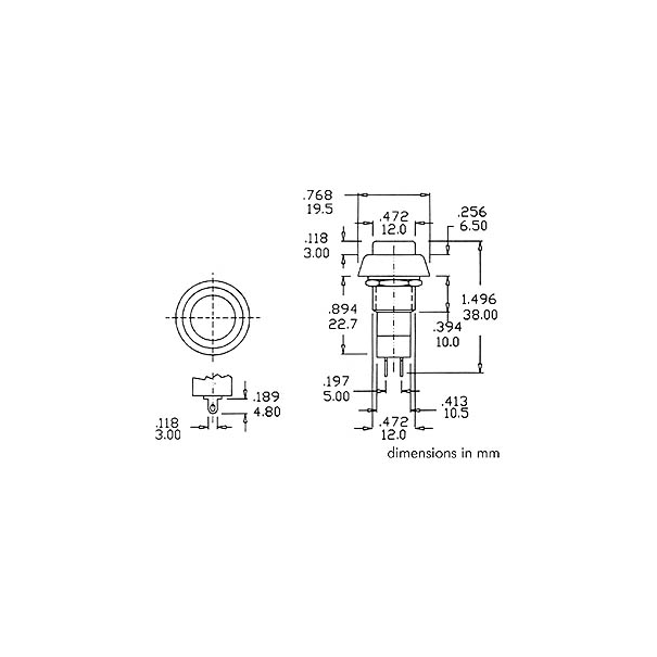R18-25A BOUTON-POUSSOIR OFF-ON NOIR 1A/125V