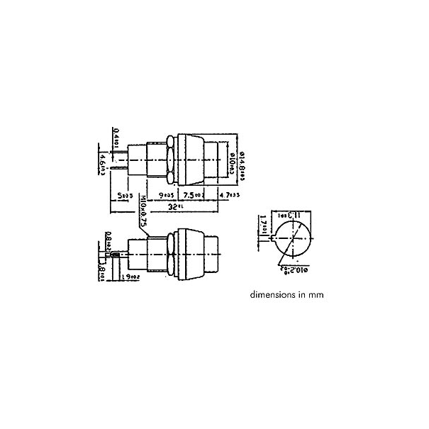 BOUTON-POUSSOIR OFF-ON ARGENTE