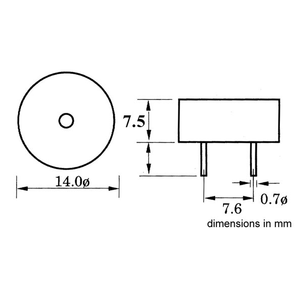 BUZZER ELECTRONIQUE MODELE ECONOMIQUE CI 3-16Vcc / 8mA TYPE CI BUZZER ELECTRONIQUE MODELE ECONOMIQUE CI 3-16Vcc / 8mA TYPE CI