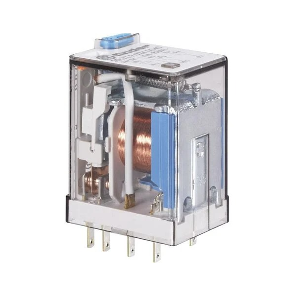 RELAIS 24VDC 4INV 7A  FINDER 553490240040 AVEC BOUTON TEST ET INDICATEUR MECANIQUE