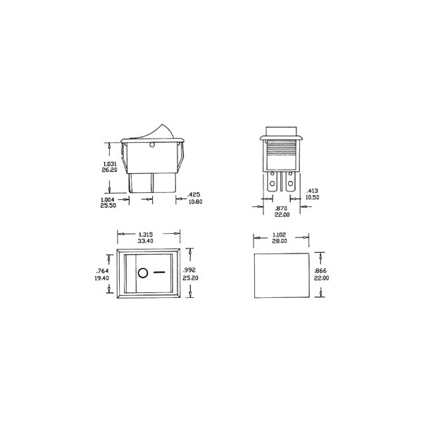 INTERRUPTEUR DE PUISSANCE A BASCULE 10A-250V DPST ON-OFF - CAPUCHON NOIR 'I/O'