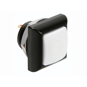 POUSSOIR MÉTALLIQUE CARRÉ AVEC CAPUCHON BLANC - 1P SPST OFF-(ON)