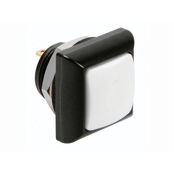POUSSOIR MÉTALLIQUE CARRÉ AVEC CAPUCHON BLANC - 1P SPST OFF-(ON)