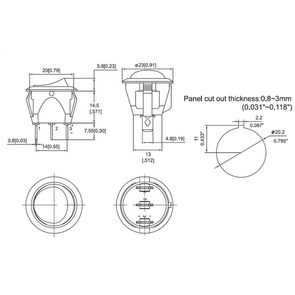 INTERRUPTEUR À BASCULE 1P SPST OFF-ON