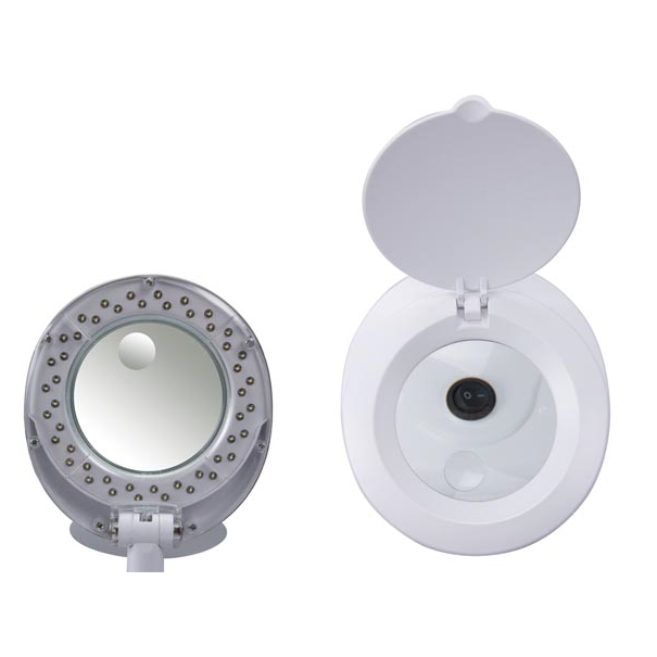 LAMPE-LOUPE LED 3 + 12 DIOPTRES - 5W - 48 LEDs -  BLANC