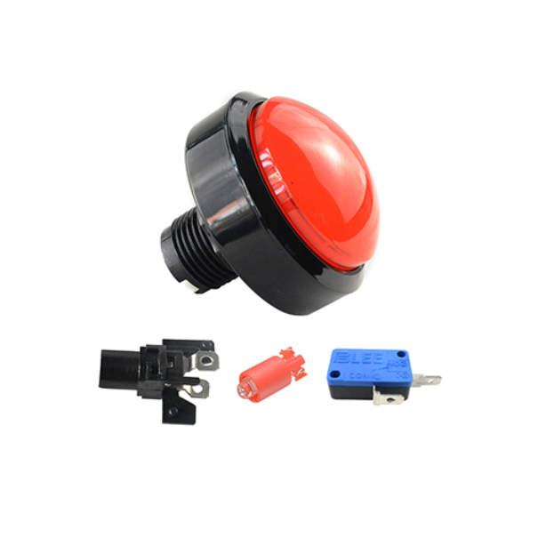 BOUTON POUSSOIR GRAND FORMAT 100MM LUMINEUX BLEU - 1 CONTACT NO - TEMOIN 12VDC