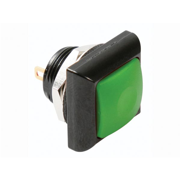 Poussoir métallique carré avec capuchon vert - 1P SPST OFF-(ON) Dernière pièce