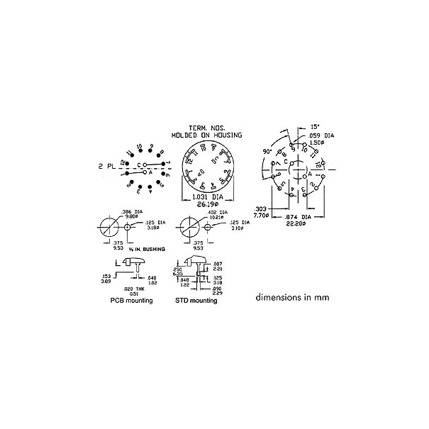 COMMUTATEUR ROTATIF 2 CIRCUITS / 6 POSITIONS - MONTAGE CI