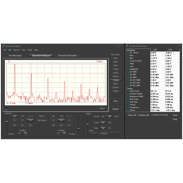 MINI OSCILLOSCOPE À 2 CANAUX POUR PC AVEC CONNEXION USB
