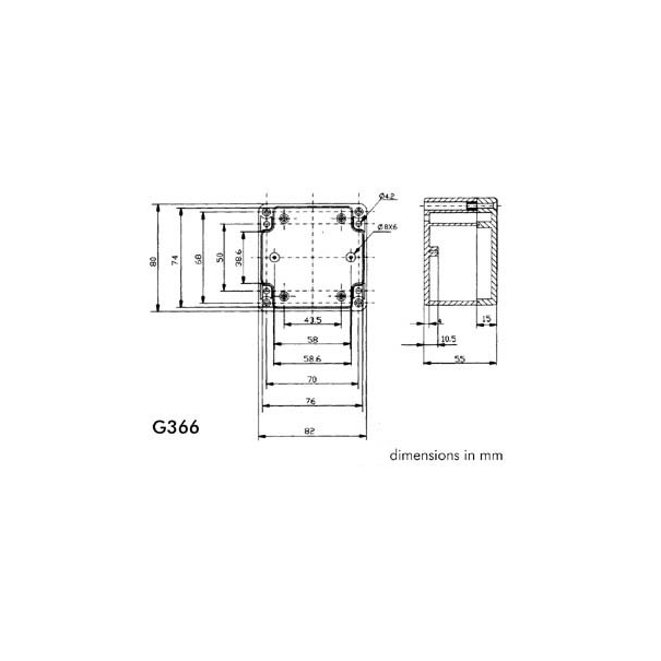 COFFRET ETANCHE EN ABS - GRIS FONCE 82 x 80 x 55mm