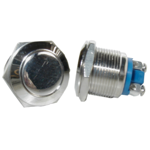 BOUTON POUSSOIR 1 CONTACT MONOSTABLE ANTIVANDALE PLAT 19MM