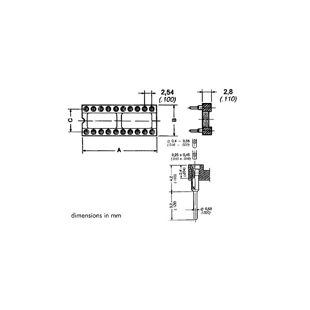 SUPPORT TULIPE POUR CI, 14P, DIL, 300MIL