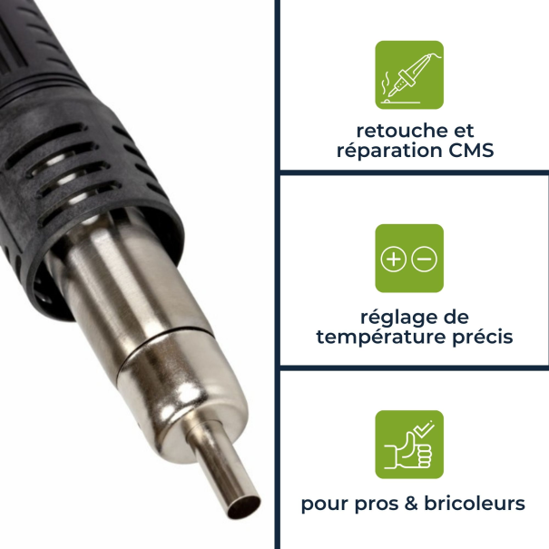STATION À AIR CHAUD POUR COMPOSANTS CMS - 2 EN 1.