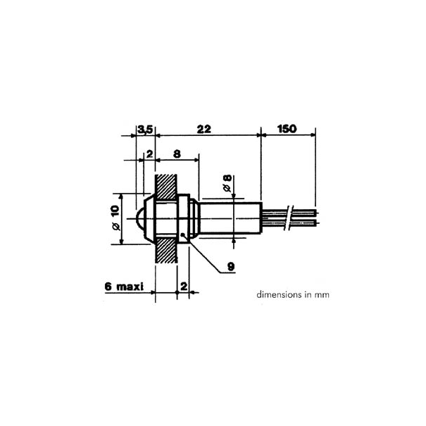 VOYANT LED BLEU 12V - BOITIER NOIR