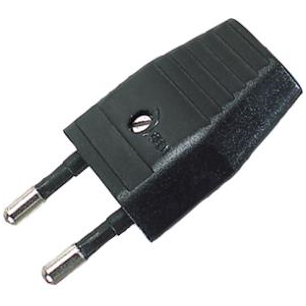 Fiche électriques 2 pôles mâle - 2,5A - 230V - Noir