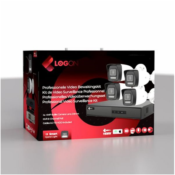 kit de surveillance 8 canaux livré avec 4 caméras bullet