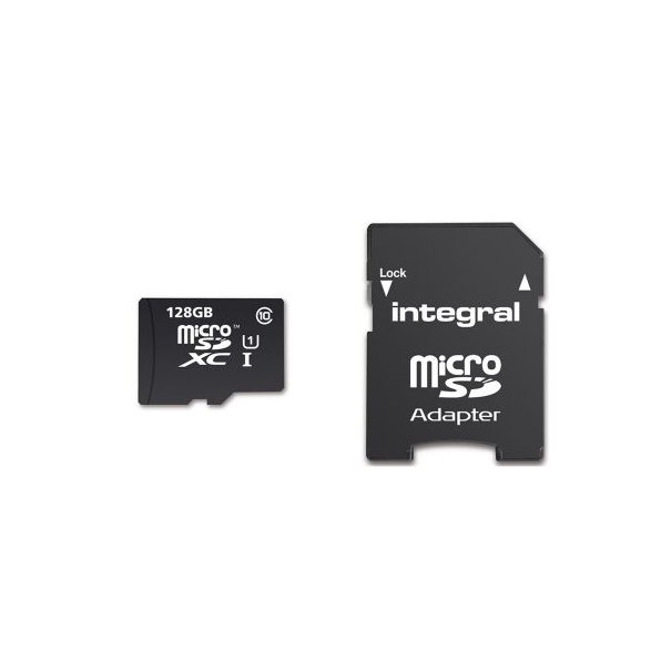 INTEGRAL MICROSDHC/XC CARD CLASS 10 WITH ADAPTOR 128GB