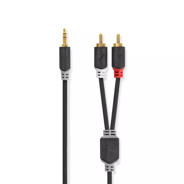Câble audio stéréo - 3,5 mm mâle - 2x rca mâles - 10,0 m - anthracite