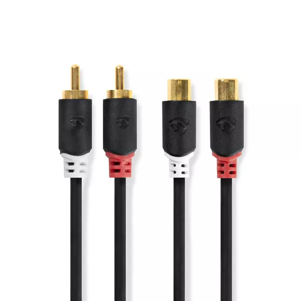 Câble audio stéréo - 2x rca mâles vers 2x rca femelles de 5m