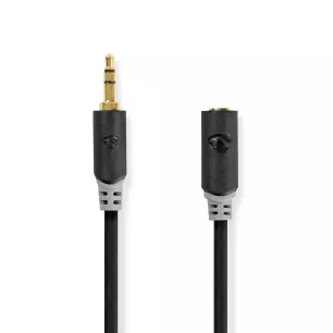 Câble audio stéréo - 3,5 mm mâle - 3,5 mm femelle - 5,0 m - anthracite