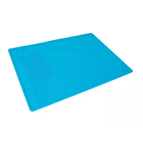 Tapis de réparation et de soudure en silicone résistant à la chaleur, 350 x 250 mm, 500 C, antidérapant, bleu
